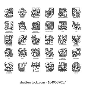 Set of human recruitment thin line and pixel perfect icons for any web and app project. 