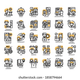 Set of human recruitment thin line and pixel perfect icons for any web and app project. 