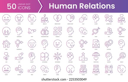 Set of human relations and emotions icons. Gradient style icon bundle. Vector Illustration