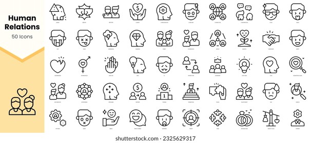 Set of human relations Icons. Simple line art style icons pack. Vector illustration