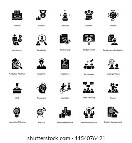
Set of Human Resource Glyph Vector Icons
