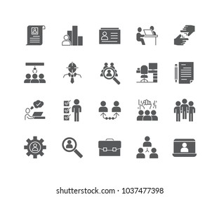 Set of Human Resources filled icons isolated on white background.