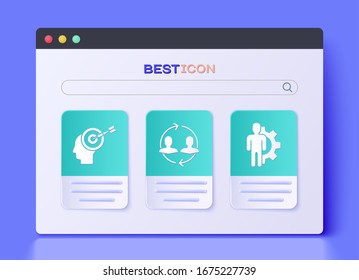 Set Human resources, Head hunting concept and Human with gear inside icon. Vector