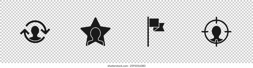 Set Human resources, Head hunting, Location marker and  icon. Vector