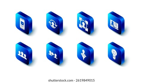 Set Human resources, Head hunting, Laptop with resume, lamp bulb, Project team base, Users group and Smartphone icon. Vector