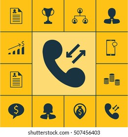 Set Of Human Resources Icons On Tree Structure, Cellular Data And Messaging Topics. Editable Vector Illustration. Includes Discussion, Trophy, Pin And More Vector Icons.