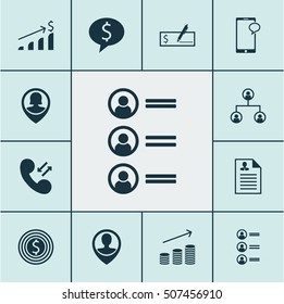 Set Of Human Resources Icons On Cellular Data, Bank Payment And Curriculum Vitae Topics. Editable Vector Illustration. Includes Success, Call, Goal And More Vector Icons.