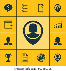 Set Of Human Resources Icons On Business Woman, Wallet And Messaging Topics. Editable Vector Illustration. Includes User, Success, Profile And More Vector Icons.