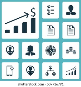 Set Of Human Resources Icons On Tree Structure, Manager And Business Goal Topics. Editable Vector Illustration. Includes Stacked, Mobile, Goal And More