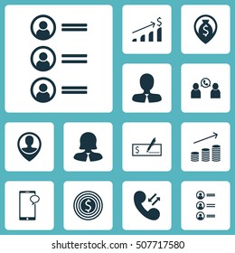 Set Of Human Resources Icons On Business Goal, Bank Payment And Successful Investment Topics. Editable Vector Illustration. Includes Mobile, Coins, Male And More 