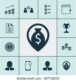 Set Of Human Resources Icons On Money Navigation, Business Goal And Wallet Topics. Editable Vector Illustration. Includes Pin, Conference, Stacked And More 