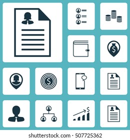 Set Of Human Resources Icons On Female Application, Successful Investment And Manager Topics. Editable Vector Illustration. Includes Phone, Resume, Applicants And More 