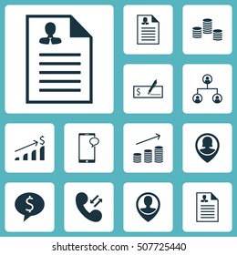 Set Of Human Resources Icons On Employee Location, Tree Structure And Curriculum Vitae Topics. Editable Vector Illustration. Includes Discussion, Organisation, Coins And More