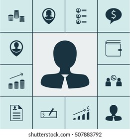 Set Of Human Resources Icons On Wallet, Employee Location And Business Deal Topics. Editable Vector Illustration. Includes Discussion, Money, Call And More Vector Icons.