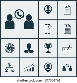 Set Of Human Resources Icons On Bank Payment, Successful Investment And Manager Topics. Editable Vector Illustration. Includes Structure, Cup, Increase And More Vector Icons.