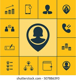 Set Of Human Resources Icons On Money, Tree Structure And Wallet Topics. Editable Vector Illustration. Includes Coins, Wallet, Check And More Vector Icons.