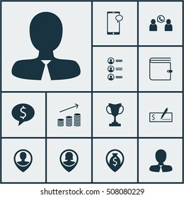 Set Of Human Resources Icons On Pin Employee, Messaging And Phone Conference Topics. Editable Vector Illustration. Includes Dollar, Phone, Coins And More Vector Icons.