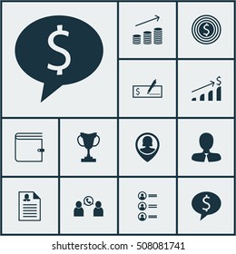 Set Of Human Resources Icons On Coins Growth, Tournament And Business Deal Topics. Editable Vector Illustration. Includes Female, Goal, Dollar And More Vector Icons.