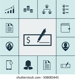 Set Of Human Resources Icons On Bank Payment, Tree Structure And Curriculum Vitae Topics. Editable Vector Illustration. Includes Dollar, Coins, Stacked And More Vector Icons.