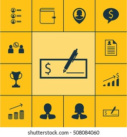 Set Of Human Resources Icons On Business Deal, Business Woman And Wallet Topics. Editable Vector Illustration. Includes Dollar, Money, List And More Vector Icons.