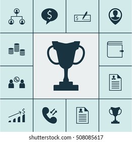 Set Of Human Resources Icons On Tree Structure, Successful Investment And Money Topics. Editable Vector Illustration. Includes Prize, Pin, Bank And More Vector Icons.