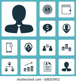 Set Of Human Resources Icons On Business Deal, Money Navigation And Wallet Topics. Editable Vector Illustration. Includes Stacked, Cash, Money And More Vector Icons.