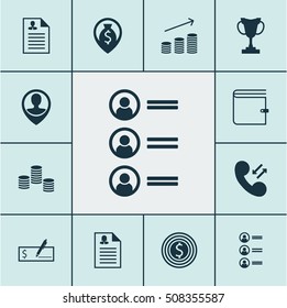 Set Of Human Resources Icons On Wallet, Money Navigation And Employee Location Topics. Editable Vector Illustration. Includes Application, Cellular, Call And More Vector Icons.