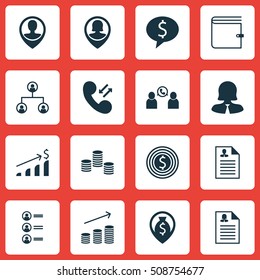 Set Of Human Resources Icons On Phone Conference, Business Goal And Tree Structure Topics. Editable Vector Illustration. Includes Success, Pin, Dollar And More Vector Icons.