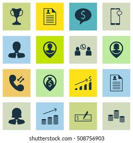 Set Of Human Resources Icons On Tournament, Cellular Data And Messaging Topics. Editable Vector Illustration. Includes Coins, Call, Career And More Vector Icons.