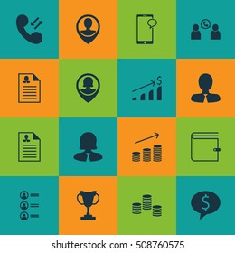 Set Of Human Resources Icons On Pin Employee, Manager And Coins Growth Topics. Editable Vector Illustration. Includes Discussion, Profile, Dollar And More Vector Icons.