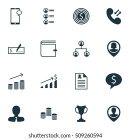 Set Of Human Resources Icons On Successful Investment, Coins Growth And Tree Structure Topics. Editable Vector Illustration. Includes Purse, Call, Resume And More Vector Icons.