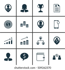 Set Of Human Resources Icons On Wallet, Manager And Female Application Topics. Editable Vector Illustration. Includes Increase, Coins, Female And More Vector Icons.