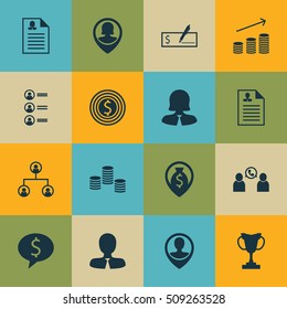 Set Of Human Resources Icons On Business Deal, Tournament And Employee Location Topics. Editable Vector Illustration. Includes Organisation, Trophy, Prize And More Vector Icons.