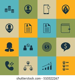 Set Of Human Resources Icons On Business Goal, Money And Job Applicants Topics. Editable Vector Illustration. Includes Phone, Female, Cash And More Vector Icons.