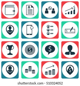 Set Of Human Resources Icons On Money Navigation, Manager And Messaging Topics. Editable Vector Illustration. Includes Pin, Increase, List And More Vector Icons.
