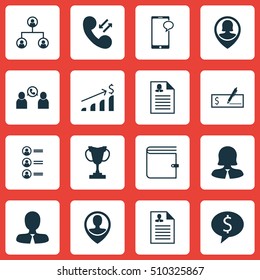 Set Of Human Resources Icons On Phone Conference, Pin Employee And Manager Topics. Editable Vector Illustration. Includes Growth, Phone, Opinion And More Vector Icons.