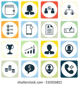 Set Of Human Resources Icons On Phone Conference, Employee Location And Tree Structure Topics. Editable Vector Illustration. Includes Opinion, Female, Cellular And More Vector Icons.