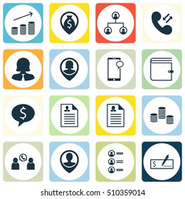 Set Of Human Resources Icons On Female Application, Pin Employee And Tree Structure Topics. Editable Vector Illustration. Includes Call, Money, User And More Vector Icons.