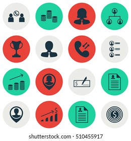 Set Of Human Resources Icons On Job Applicants, Manager And Business Goal Topics. Editable Vector Illustration. Includes Stacked, User, Goal And More Vector Icons.