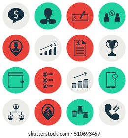 Set Of Human Resources Icons On Employee Location, Cellular Data And Successful Investment Topics. Editable Vector Illustration. Includes Employee, Check, Applicants And More Vector Icons.
