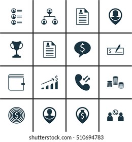 Set Of Human Resources Icons On Business Deal, Wallet And Bank Payment Topics. Editable Vector Illustration. Includes Check, Money, Tree And More Vector Icons.
