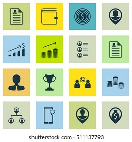 Set Of Human Resources Icons On Phone Conference, Curriculum Vitae And Manager Topics. Editable Vector Illustration. Includes Prize, Dollar, List And More Vector Icons.