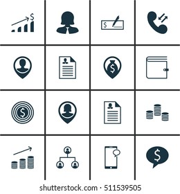 Set Of Human Resources Icons On Business Deal, Money And Messaging Topics. Editable Vector Illustration. Includes Pin, Chat, Dollar And More Vector Icons.