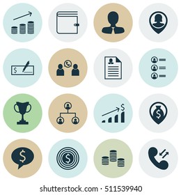 Set Of Human Resources Icons On Tournament, Wallet And Successful Investment Topics. Editable Vector Illustration. Includes Success, User, Female And More Vector Icons.