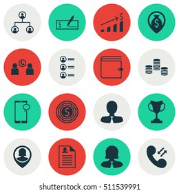 Set Of Human Resources Icons On Phone Conference, Wallet And Business Woman Topics. Editable Vector Illustration. Includes Bank, Coins, Dollar And More Vector Icons.