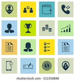 Set Of Human Resources Icons On Messaging, Employee Location And Wallet Topics. Editable Vector Illustration. Includes Wallet, Employee, Phone And More Elements