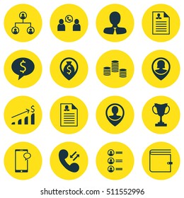 Set Of Human Resources Icons On Employee Location, Successful Investment And Tree Structure Topics. Editable Vector Illustration. Includes Profile, Discussion, Applicants And More Vector Icons.