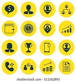 Set Of Human Resources Icons On Manager, Coins Growth And Messaging Topics. Editable Vector Illustration. Includes Profile, Tree, Pin And More Vector Icons.