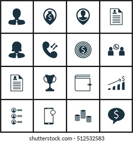 Set Of Human Resources Icons On Phone Conference, Business Deal And Wallet Topics. Editable Vector Illustration. Includes Dollar, Wallet, Growth And More Vector Icons.