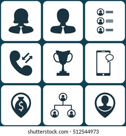 Set Of Human Resources Icons On Job Applicants, Employee Location And Messaging Topics. Editable Vector Illustration. Includes Applicants, Trophy, Tree And More Vector Icons.